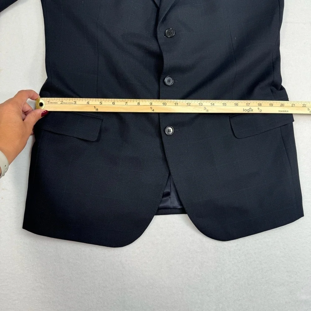 Ennio Dagnillo Wool Cashmere Blend Blazer Jacket Mens Navy Blue Windowpane